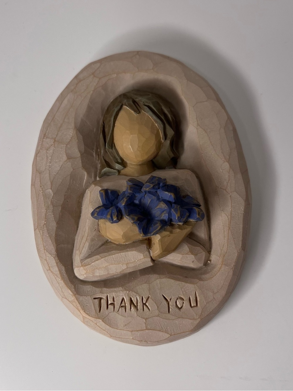 Willow Tree Beige Thank You Wall Plaque with Black Hanger.